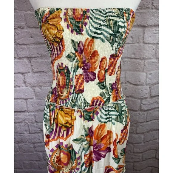 NWT Abel The Label Anthropologie Tiered Maxi Dress M Sleeveless Fruit Print ATL - Picture 5 of 13